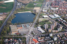 Vue aérienne de Agrandissement du contournement le long du périphérique berlinois à Bensheim dans le département Hesse, Allemagne