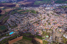 Vue aérienne de De l'est à Ober-Ramstadt dans le département Hesse, Allemagne