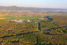 Vue aérienne de Open Grid Europe GmbH à le quartier Allmendfeld in Gernsheim dans le département Hesse, Allemagne