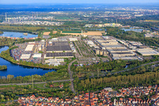 Vue aérienne de Daimler Truck AG, usine Mercedes-Benz Wörth à Wörth am Rhein dans le département Rhénanie-Palatinat, Allemagne