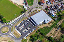 REWE à Hagenbach dans le département Rhénanie-Palatinat, Allemagne d'en haut