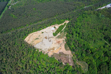 Carrière de sable de Kalksandsteinwerke Schencking GmbH & Co. KG, usine de Bienwald à le quartier Büchelberg in Wörth am Rhein dans le département Rhénanie-Palatinat, Allemagne hors des airs