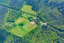 Vue aérienne de Ancienne maison forestière de Langenberg dans le Bienwald à Wörth am Rhein dans le département Rhénanie-Palatinat, Allemagne