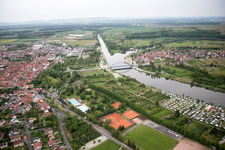 Vue aérienne de Ancrage au sol à Volkach dans le département Bavière, Allemagne