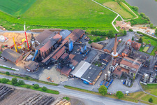Photographie aérienne de Transformation du bois sur les rives de la Weser par proFagus GmbH à Bodenfelde dans le département Basse-Saxe, Allemagne