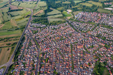 Vue aérienne de Zone de peuplement à le quartier Mörsch in Rheinstetten dans le département Bade-Wurtemberg, Allemagne