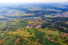 Vue aérienne de Travaux de pierre naturelle dans le nord de la Forêt-Noire NSN GmbH & Co.KG à le quartier Enzberg in Mühlacker dans le département Bade-Wurtemberg, Allemagne