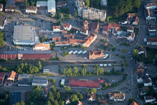 Vue aérienne de Bâtiment des voies et gares de la Deutsche Bahn à Bad Bergzabern dans le département Rhénanie-Palatinat, Allemagne