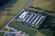 Vue aérienne de Maxau, Bayer Robert GmbH à le quartier Knielingen in Karlsruhe dans le département Bade-Wurtemberg, Allemagne