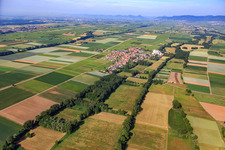 Vue aérienne de Vue d'ensemble du village depuis le nord-est à Freimersheim dans le département Rhénanie-Palatinat, Allemagne
