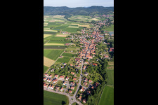 Vue aérienne de Champs agricoles et terres agricoles à Steinseltz dans le département Bas Rhin, France
