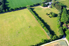 Paddock de Trakehner-Friedrich à Minfeld dans le département Rhénanie-Palatinat, Allemagne d'un drone
