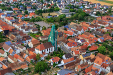 Photographie aérienne de Échafaudage d'église catholique de Leidner GmbH Gerüstbau, Landau à le quartier Ottersheim in Ottersheim bei Landau dans le département Rhénanie-Palatinat, Allemagne