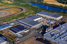 Vue aérienne de Zone industrielle d'Oberwald avec WAS Logistics, Com Transporte GmbH et NUSS Group à Wörth am Rhein dans le département Rhénanie-Palatinat, Allemagne