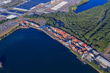 Vue oblique de Port à le quartier Maximiliansau in Wörth am Rhein dans le département Rhénanie-Palatinat, Allemagne