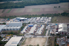 Vue aérienne de Zone industrielle Im Langgewan, société de transport Kube & Kubenz à Worms dans le département Rhénanie-Palatinat, Allemagne