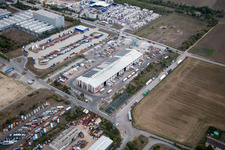 Zone industrielle Im Langgewan, société de transport Kube & Kubenz à Worms dans le département Rhénanie-Palatinat, Allemagne vue d'en haut