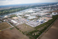 Image drone de Zone industrielle Im Langgewan, société de transport Kube & Kubenz à Worms dans le département Rhénanie-Palatinat, Allemagne