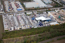 Vue aérienne de Zone industrielle Im Langgewan, société de transport Kube & Kubenz à Worms dans le département Rhénanie-Palatinat, Allemagne