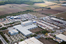 Zone industrielle Im Langgewan, société de transport Kube & Kubenz à Worms dans le département Rhénanie-Palatinat, Allemagne depuis l'avion