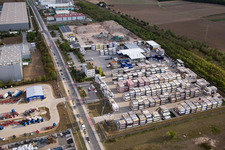 Photographie aérienne de Zone industrielle Im Langgewan, société de transport Kube & Kubenz à Worms dans le département Rhénanie-Palatinat, Allemagne