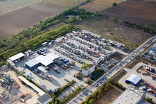 Entrepôts et bâtiments d'expédition Kube & Kubenz à Worms dans le département Rhénanie-Palatinat, Allemagne vue d'en haut