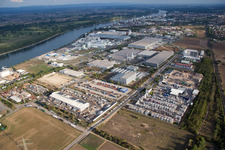 Image drone de Zone industrielle Im Langgewan, société de transport Kube & Kubenz à Worms dans le département Rhénanie-Palatinat, Allemagne
