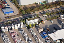 Photographie aérienne de Zone industrielle Im Langgewan, société de transport Kube & Kubenz à Worms dans le département Rhénanie-Palatinat, Allemagne