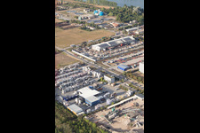 Zone industrielle Im Langgewan, société de transport Kube & Kubenz à Worms dans le département Rhénanie-Palatinat, Allemagne vue du ciel