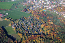Vue aérienne de Complexe de maisons de vacances près du terrain de sport à Vielbrunn à le quartier Vielbrunn in Michelstadt dans le département Hesse, Allemagne