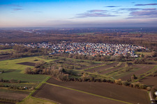 Vue aérienne de De l'est à le quartier Neuburgweier in Rheinstetten dans le département Bade-Wurtemberg, Allemagne