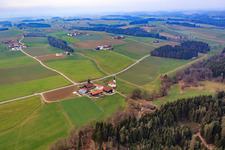 Vue aérienne de Église filiale de Gambach à le quartier Schalldorf in Postmünster dans le département Bavière, Allemagne