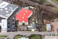 Vue aérienne de Zone commerciale et implantation d'entreprise à l'est avec RELINEEUROPE AG à Rohrbach dans le département Rhénanie-Palatinat, Allemagne