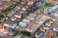 Vue oblique de Chantier de construction d'un nouveau développement dans le centre-ville à Kandel dans le département Rhénanie-Palatinat, Allemagne
