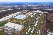 Vue aérienne de Zone industrielle à l'aéroport avec Syncreon Deutschland GmbH - succursale Speyer et Samsung SDS | Speyer à Speyer dans le département Rhénanie-Palatinat, Allemagne