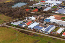 Vue aérienne de Zone industrielle à den Birkenwiesen avec BULLINGER Metallbau GmbH à le quartier Offenbach in Offenbach an der Queich dans le département Rhénanie-Palatinat, Allemagne