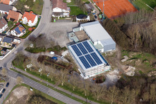 Vue aérienne de Salle de réception Pfinzhalle à le quartier Rußheim in Dettenheim dans le département Bade-Wurtemberg, Allemagne