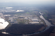 Vue aérienne de Zone industrielle d'Oberwald du nord-est à Wörth am Rhein dans le département Rhénanie-Palatinat, Allemagne