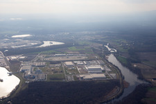 Photographie aérienne de Zone industrielle d'Oberwald du nord-est à Wörth am Rhein dans le département Rhénanie-Palatinat, Allemagne