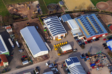 Vue aérienne de Emballage transparent Weber GmbH entrepôt extérieur, REGAB GmbH génie civil à Herxheim bei Landau dans le département Rhénanie-Palatinat, Allemagne