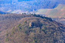 Vue aérienne de Ruines du château de Neukastel à Leinsweiler dans le département Rhénanie-Palatinat, Allemagne