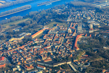 Vue aérienne de Centre-ville vu du nord-ouest à Germersheim dans le département Rhénanie-Palatinat, Allemagne