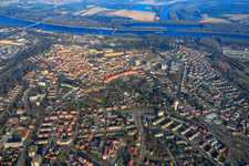 Vue aérienne de Centre-ville vu de l'ouest à Germersheim dans le département Rhénanie-Palatinat, Allemagne