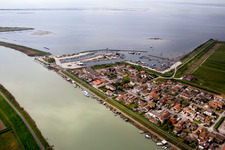 Vue aérienne de Zones riveraines de l'embouchure du Pô en Gorino en Émilie-Romagne à le quartier Gorino in Goro dans le département Ferrara, Italie