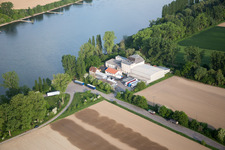Vue aérienne de Entreprise de transport sur le Rhin à Worms dans le département Rhénanie-Palatinat, Allemagne