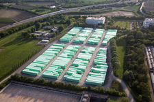 Vue aérienne de Entrepôt Stirodur dans l'usine du producteur chimique BASF (Palatinat) à le quartier Mörsch in Frankenthal dans le département Rhénanie-Palatinat, Allemagne