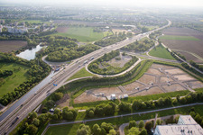 Vue aérienne de Sortie A6 Nord à le quartier Mörsch in Frankenthal dans le département Rhénanie-Palatinat, Allemagne