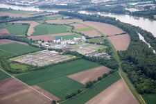 Vue aérienne de Station d'épuration à le quartier Sandhofen in Mannheim dans le département Bade-Wurtemberg, Allemagne