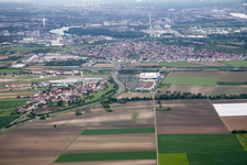 Vue aérienne de Scharhof, IKEA à le quartier Sandhofen in Mannheim dans le département Bade-Wurtemberg, Allemagne