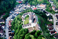 Photographie aérienne de Parc du château du Château Schönberg à le quartier Schönberg in Bensheim dans le département Hesse, Allemagne